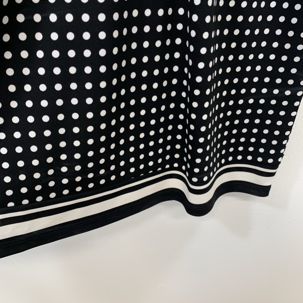 Talbots Black White Polka Dot Dress Shift MP Stretch Knit Knee Length 3/4 Sleeve - Picture 3 of 9